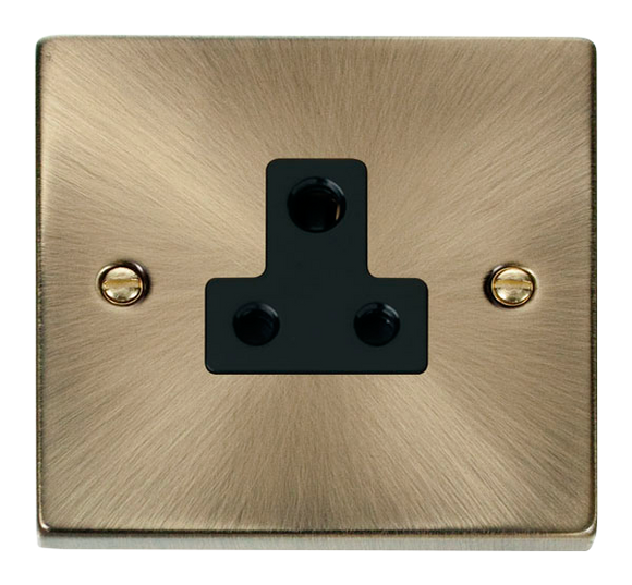 Click® Scolmore Deco® VPAB038BK 5A Round Pin Socket Antique Brass Black Insert
