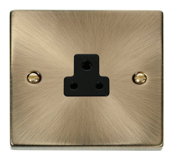 Click® Scolmore Deco® VPAB039BK 2A Round Pin Socket Antique Brass Black Insert