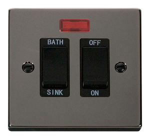 Click® Scolmore Deco® VPBN024BK 20A DP Sink/Bath Switch With Neon Black Nickel Black Insert
