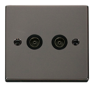 Click® Scolmore Deco® VPBN066BK Twin Coaxial Outlet Black Nickel Black Insert