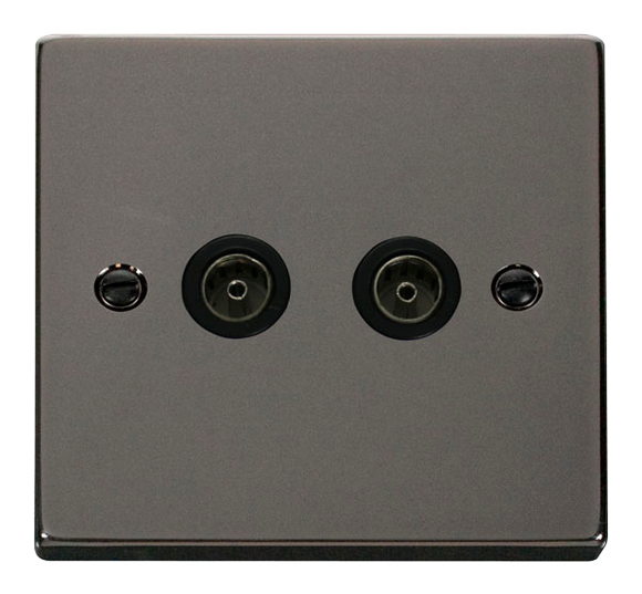 Click® Scolmore Deco® VPBN066BK Twin Coaxial Outlet Black Nickel Black Insert