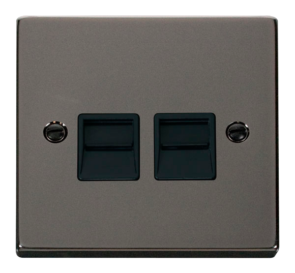Click® Scolmore Deco® VPBN126BK Twin Telephone Outlet - Secondary Black Nickel Black Insert