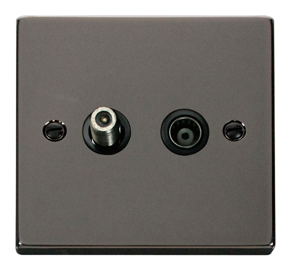 Click® Scolmore Deco® VPBN170BK Non-isolated Satellite & Non-isolated Coaxial Outlet Black Nickel Black Insert