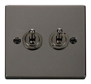 Click® Scolmore Deco® VPBN422 10AX 2 Gang 2 Way Toggle Switch Black Nickel  Insert