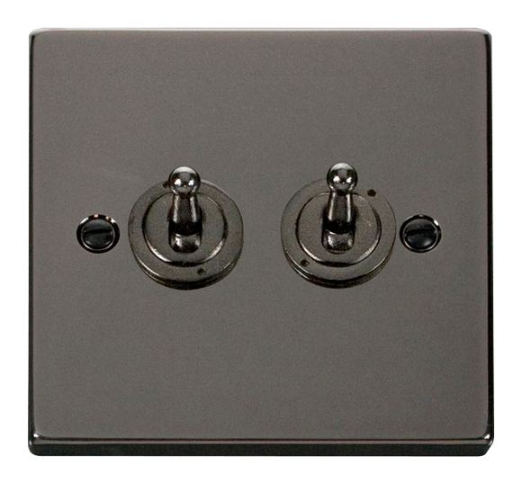 Click® Scolmore Deco® VPBN422 10AX 2 Gang 2 Way Toggle Switch Black Nickel  Insert