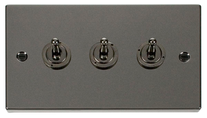 Click® Scolmore Deco® VPBN423 10AX 3 Gang 2 Way Toggle Switch Black Nickel  Insert