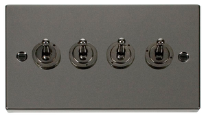 Click® Scolmore Deco® VPBN424 10AX 4 Gang 2 Way Toggle Switch Black Nickel  Insert
