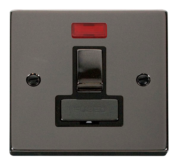 Click® Scolmore Deco® VPBN752BK 13A Ingot DP Switched Fused Connection Unit With Neon Black Nickel Black Insert