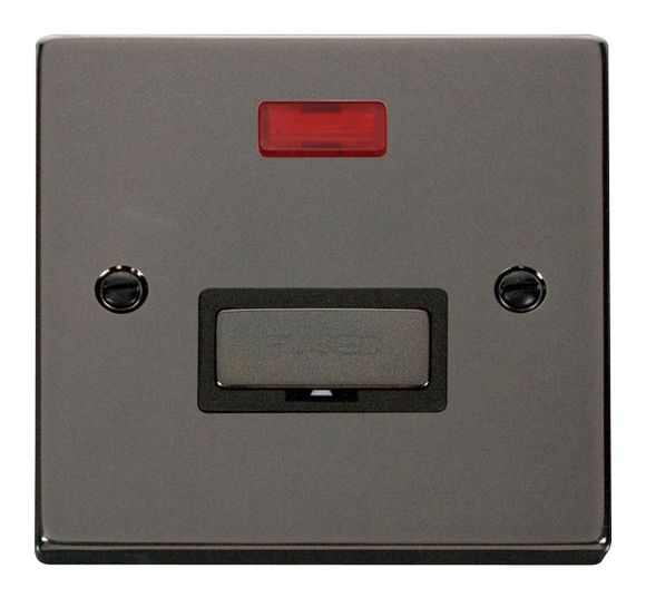 Click® Scolmore Deco® VPBN753BK 13A Ingot Fused Connection Unit With Neon Black Nickel Black Insert