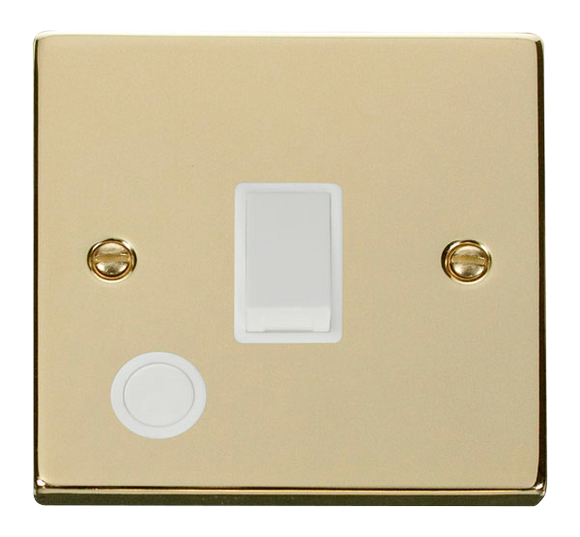 Click® Scolmore Deco® VPBR022WH 20A DP Switch Polished Brass White Insert