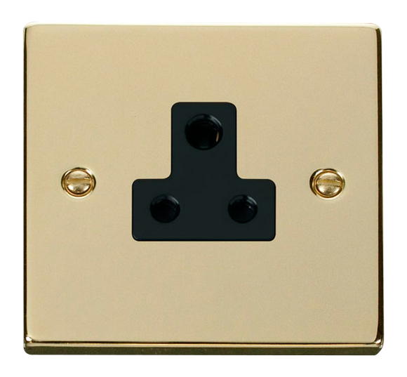Click® Scolmore Deco® VPBR038BK 5A Round Pin Socket Polished Brass Black Insert