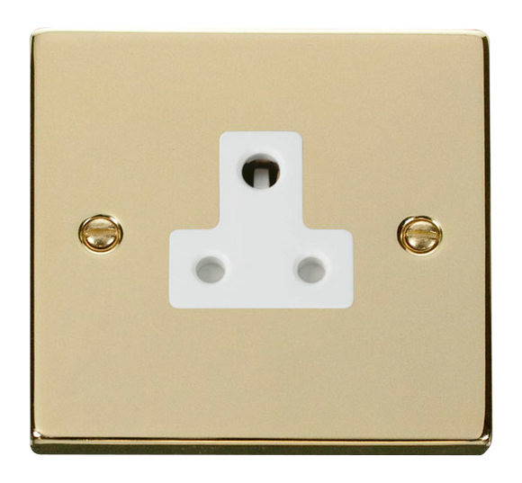 Click® Scolmore Deco® VPBR038WH 5A Round Pin Socket Polished Brass White Insert