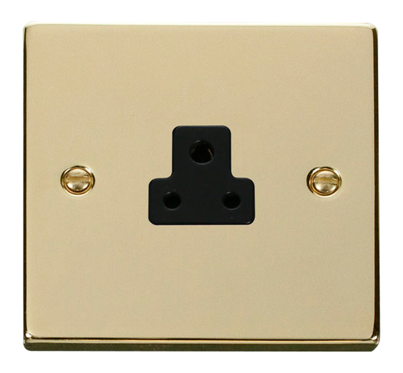Click® Scolmore Deco® VPBR039BK 2A Round Pin Socket Polished Brass Black Insert