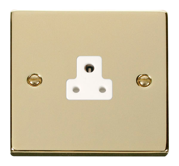 Click® Scolmore Deco® VPBR039WH 2A Round Pin Socket Polished Brass White Insert
