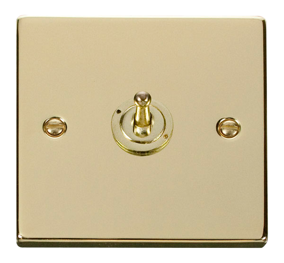 Click® Scolmore Deco® VPBR421 10AX 1 Gang 2 Way Toggle Switch Polished Brass  Insert