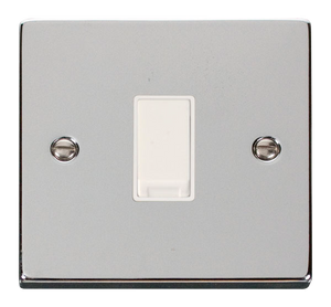 Click® Scolmore Deco® VPCH011WH 10AX 1 Gang 2 Way Plate Switch Polished Chrome White Insert