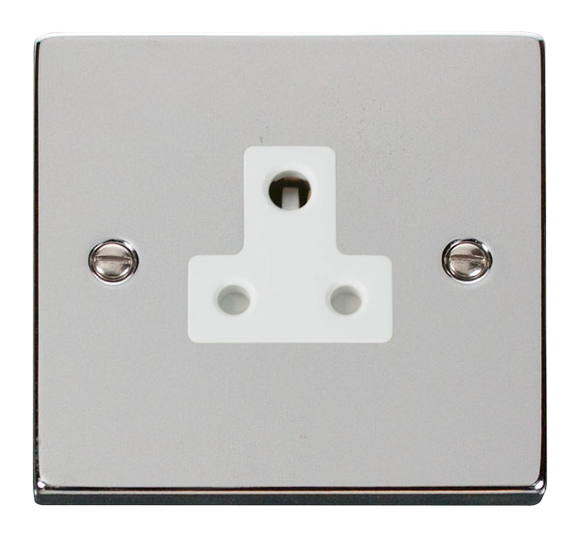 Click® Scolmore Deco® VPCH038WH 5A Round Pin Socket Polished Chrome White Insert