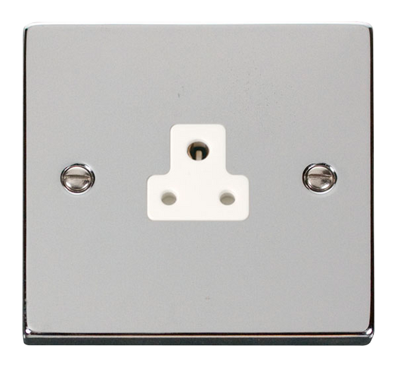 Click® Scolmore Deco® VPCH039WH 2A Round Pin Socket Polished Chrome White Insert