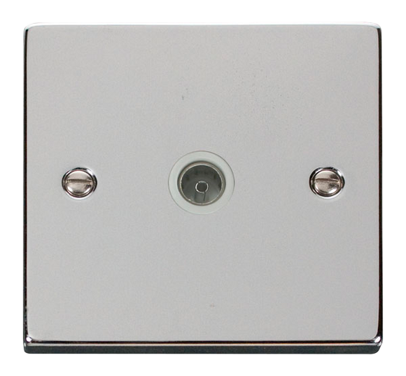 Click® Scolmore Deco® VPCH065WH Single Coaxial Outlet Polished Chrome White Insert