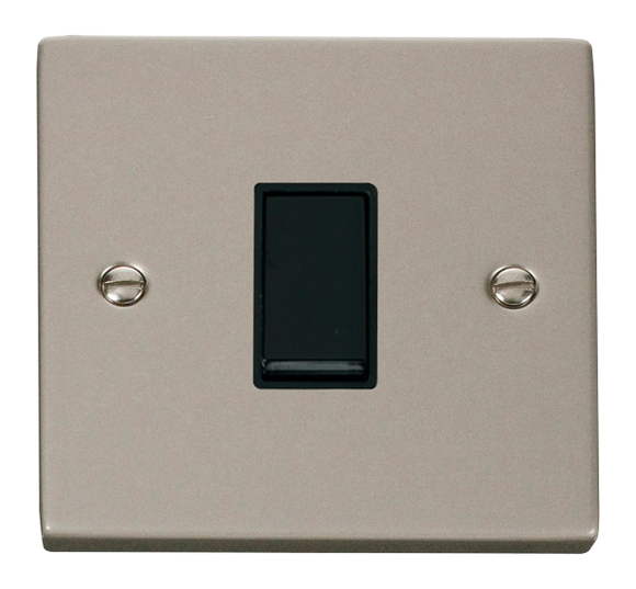 Click® Scolmore Deco® VPPN011BK 10AX 1 Gang 2 Way Plate Switch Pearl Nickel Black Insert