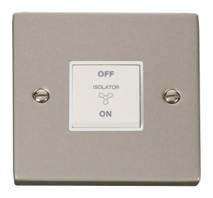 Click® Scolmore Deco® VPPN020WH 10A 3 Pole Fan Isolation Switch Pearl Nickel White Insert