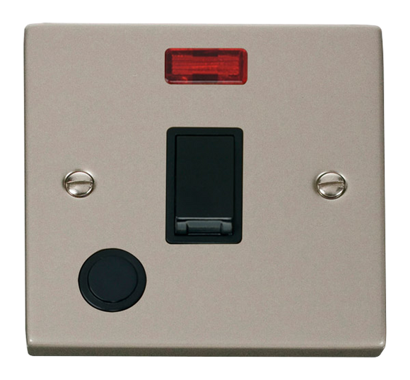 Click® Scolmore Deco® VPPN023BK 20A DP Switch With Neon Pearl Nickel Black Insert