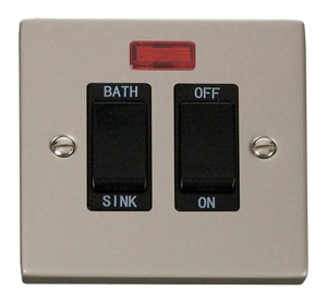 Click® Scolmore Deco® VPPN024BK 20A DP Sink/Bath Switch With Neon Pearl Nickel Black Insert