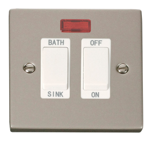 Click® Scolmore Deco® VPPN024WH 20A DP Sink/Bath Switch With Neon Pearl Nickel White Insert