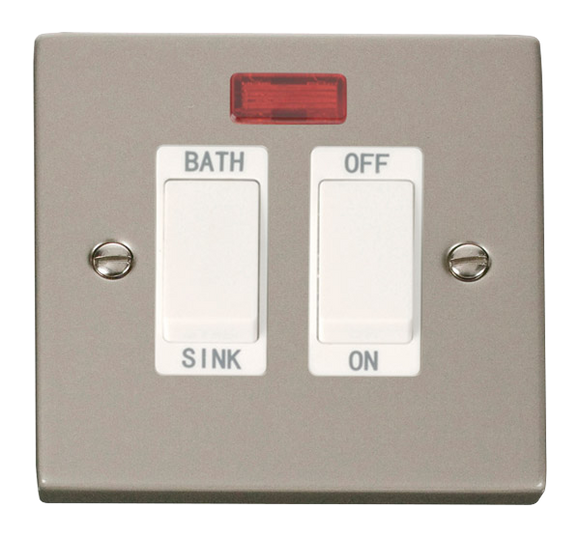 Click® Scolmore Deco® VPPN024WH 20A DP Sink/Bath Switch With Neon Pearl Nickel White Insert