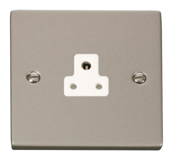 Click® Scolmore Deco® VPPN039WH 2A Round Pin Socket Pearl Nickel White Insert