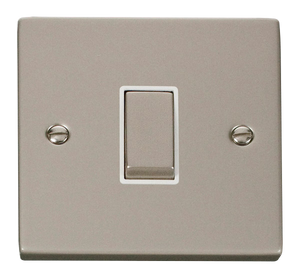 Click® Scolmore Deco® VPPN411WH 10AX Ingot 1 Gang 2 Way Plate Switch Pearl Nickel White Insert