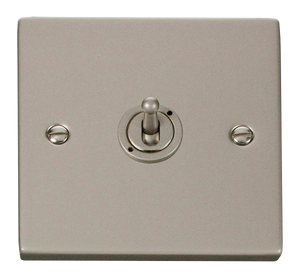 Click® Scolmore Deco® VPPN421 10AX 1 Gang 2 Way Toggle Switch Pearl Nickel  Insert