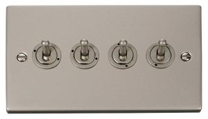 Click® Scolmore Deco® VPPN424 10AX 4 Gang 2 Way Toggle Switch Pearl Nickel  Insert