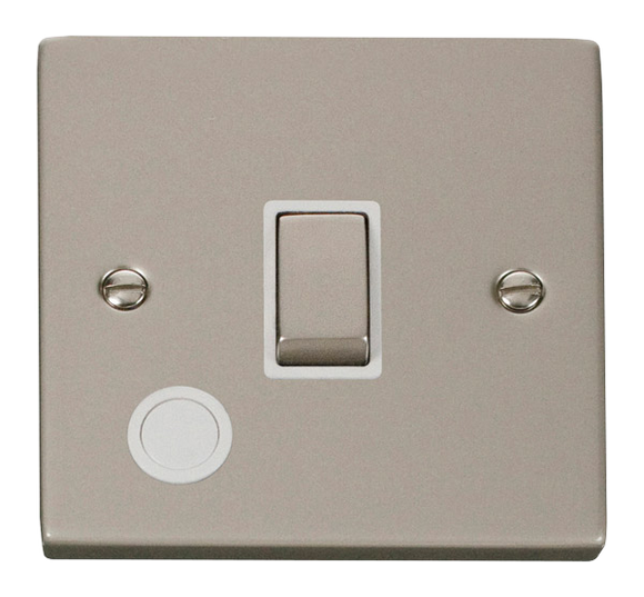 Click® Scolmore Deco® VPPN522WH 20A Ingot DP Switch Pearl Nickel White Insert