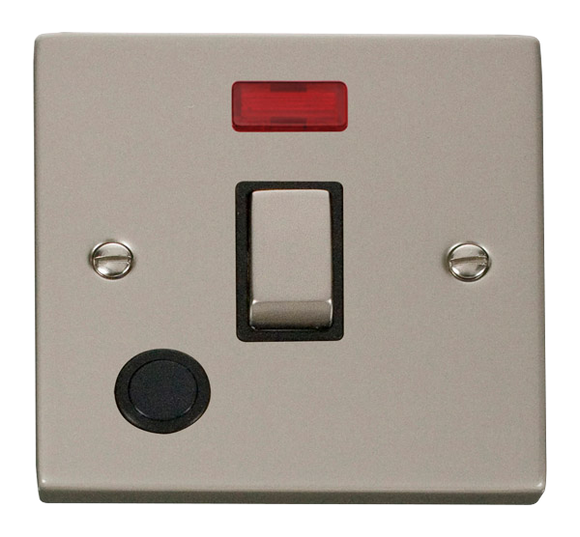 Click® Scolmore Deco® VPPN523BK 20A Ingot DP Switch With Neon Pearl Nickel Black Insert