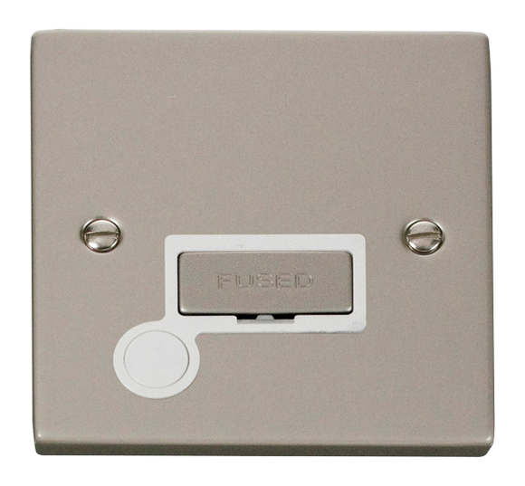 Click® Scolmore Deco® VPPN550WH 13A Ingot Fused Connection Unit Pearl Nickel White Insert
