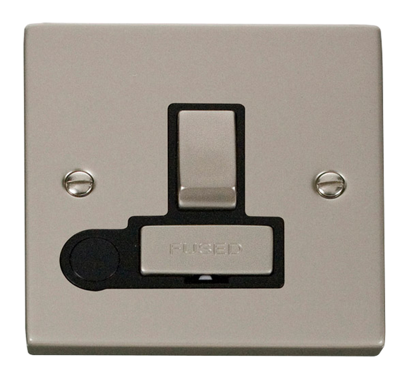 Click® Scolmore Deco® VPPN551BK 13A Ingot DP Switched Fused Connection Unit Pearl Nickel Black Insert