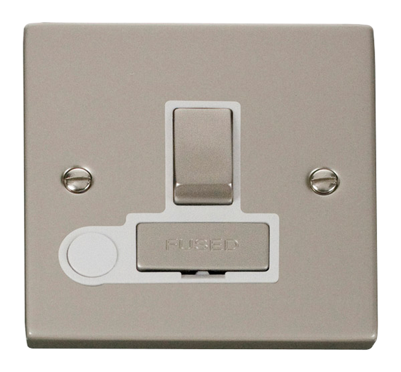 Click® Scolmore Deco® VPPN551WH 13A Ingot DP Switched Fused Connection Unit Pearl Nickel White Insert