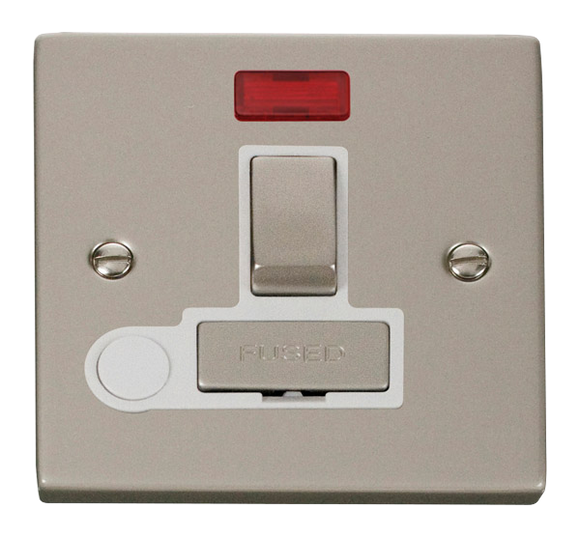 Click® Scolmore Deco® VPPN552WH 13A Ingot DP Switched Fused Connection Unit With Neon Pearl Nickel White Insert