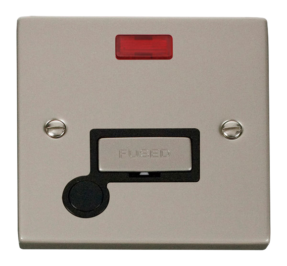 Click® Scolmore Deco® VPPN553BK 13A Ingot Fused Connection Unit With Neon Pearl Nickel Black Insert