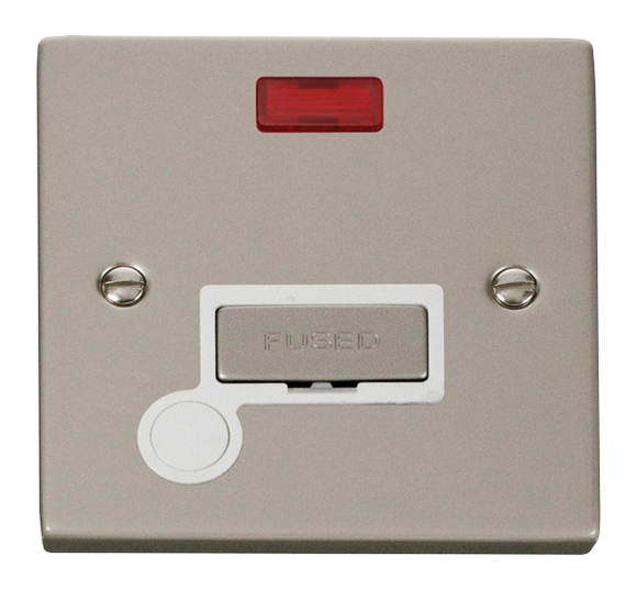 Click® Scolmore Deco® VPPN553WH 13A Ingot Fused Connection Unit With Neon Pearl Nickel White Insert