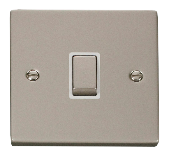 Click® Scolmore Deco® VPPN722WH 20A Ingot DP Switch Pearl Nickel White Insert