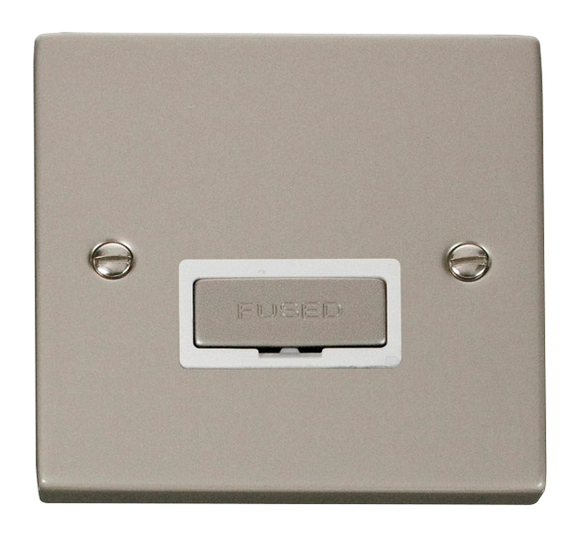 Click® Scolmore Deco® VPPN750WH 13A Ingot Fused Connection Unit Pearl Nickel White Insert