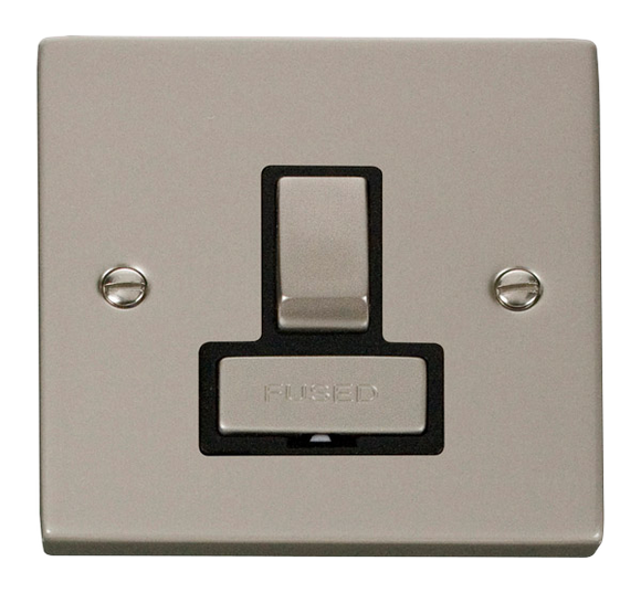 Click® Scolmore Deco® VPPN751BK 13A Ingot DP Switched Fused Connection Unit Pearl Nickel Black Insert