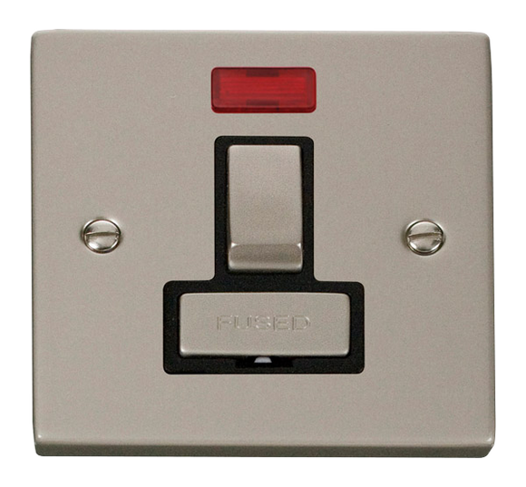 Click® Scolmore Deco® VPPN752BK 13A Ingot DP Switched Fused Connection Unit With Neon Pearl Nickel Black Insert