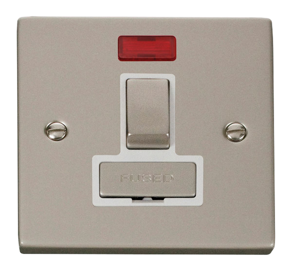 Click® Scolmore Deco® VPPN752WH 13A Ingot DP Switched Fused Connection Unit With Neon Pearl Nickel White Insert