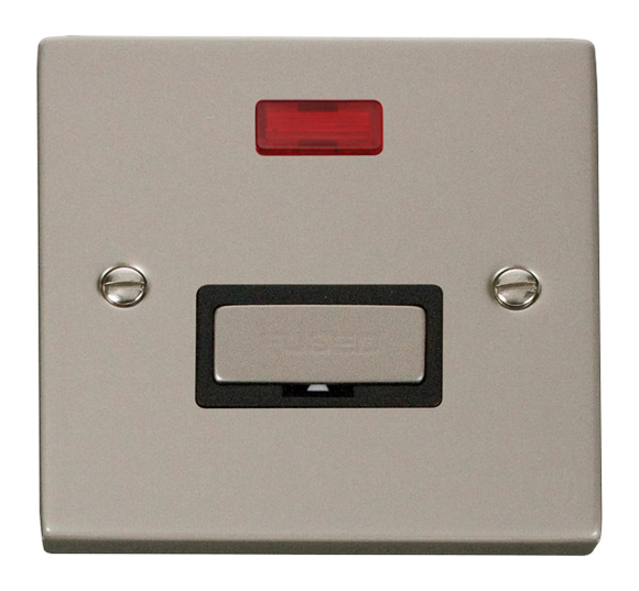Click® Scolmore Deco® VPPN753BK 13A Ingot Fused Connection Unit With Neon Pearl Nickel Black Insert