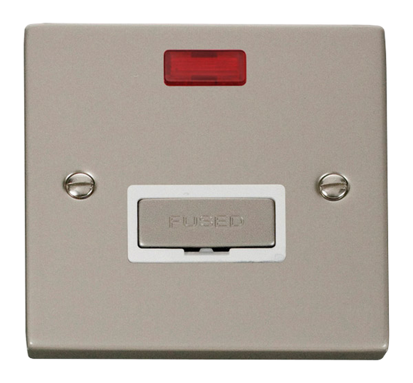 Click® Scolmore Deco® VPPN753WH 13A Ingot Fused Connection Unit With Neon Pearl Nickel White Insert