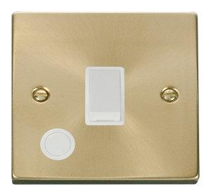 Click® Scolmore Deco® VPSB022WH 20A DP Switch Satin Brass White Insert