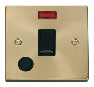 Click® Scolmore Deco® VPSB023BK 20A DP Switch With Neon Satin Brass Black Insert